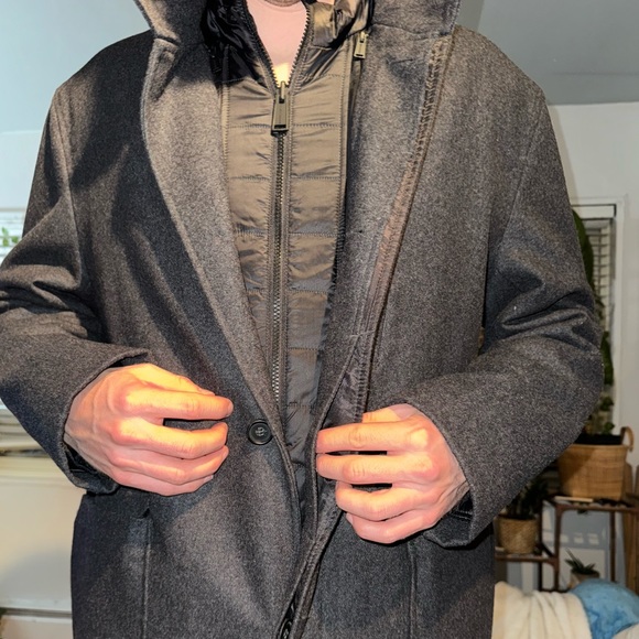 Cole Haan Men's Melton Wool 3 in 1 Car Coat - Picture 4 of 4
